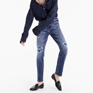 j.crew  high rise distressed vintage straight jean in coastline, size 28